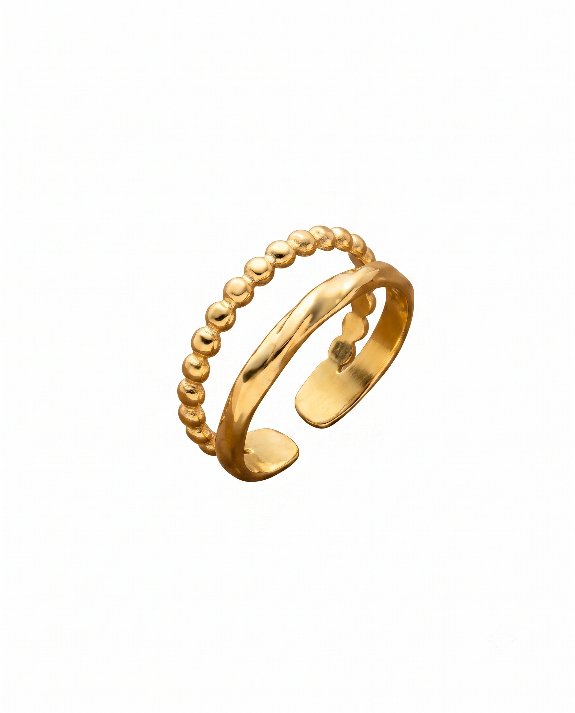 Double Layer Beaded Open Ring